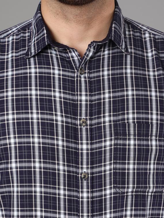 dark blue checkered casual shirt - 17428470 - Standard Image - 4