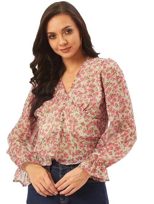 women's peplum v neck top - 17428658 - Standard Image - 0