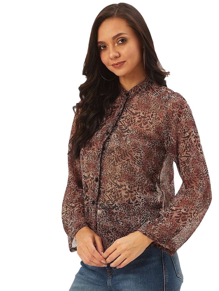 mandarin neck animal top 