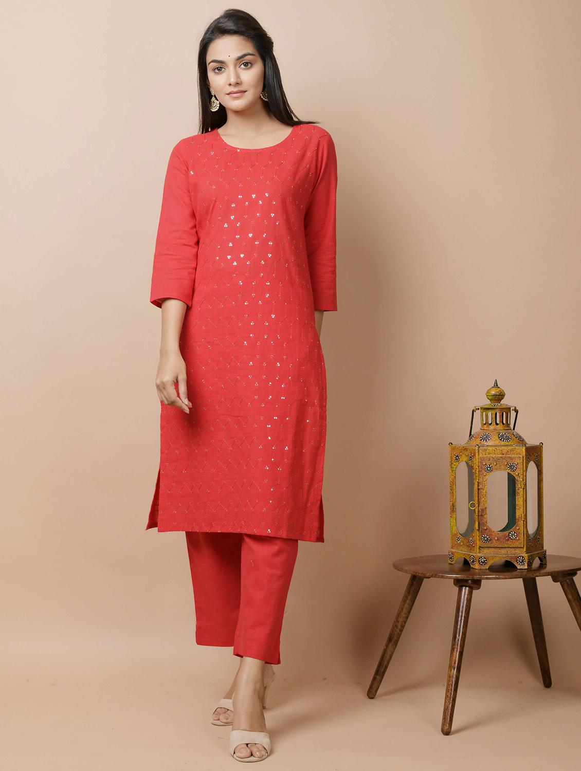 embellished straight kurta - 17428812 - Standard Image - 1