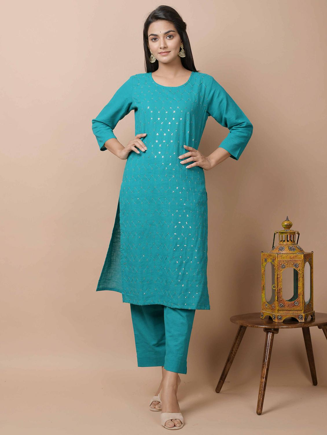 embellished straight kurta - 17428815 - Standard Image - 1