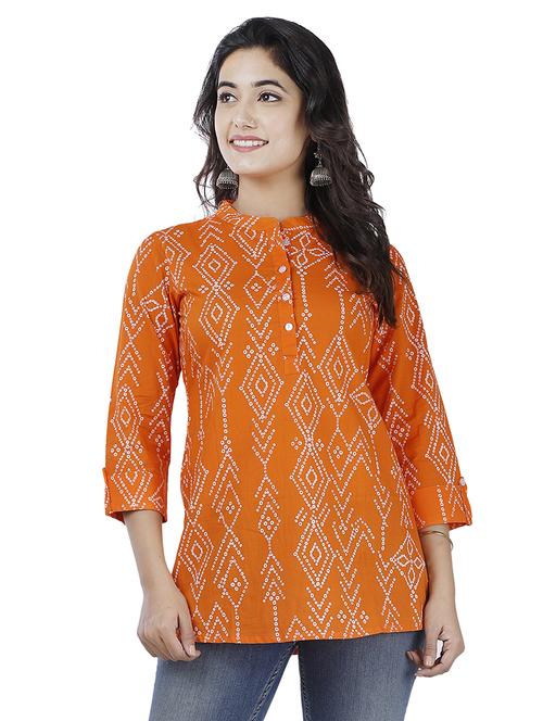 mandarin neck bandhani tunic - 17428820 - Standard Image - 0