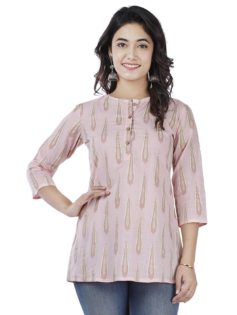 pink printed three quarter tunic - 17428825 -  Zoom Image - 0