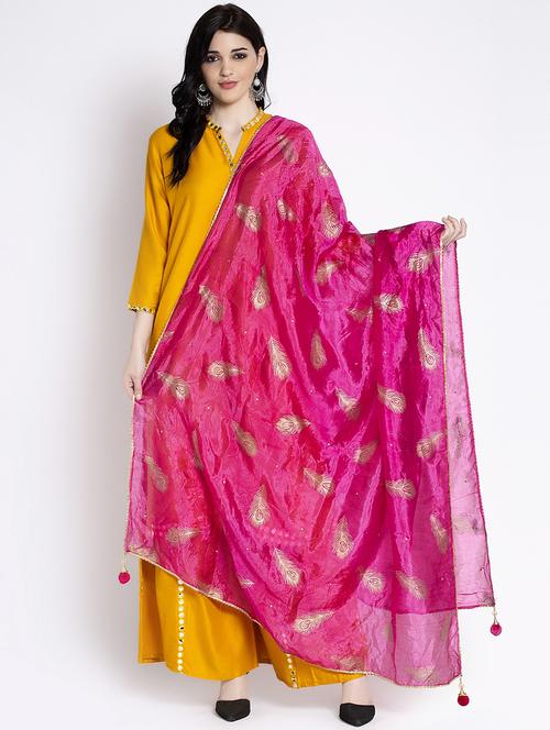 magenta silk dupatta - 17428867 - Standard Image - 0