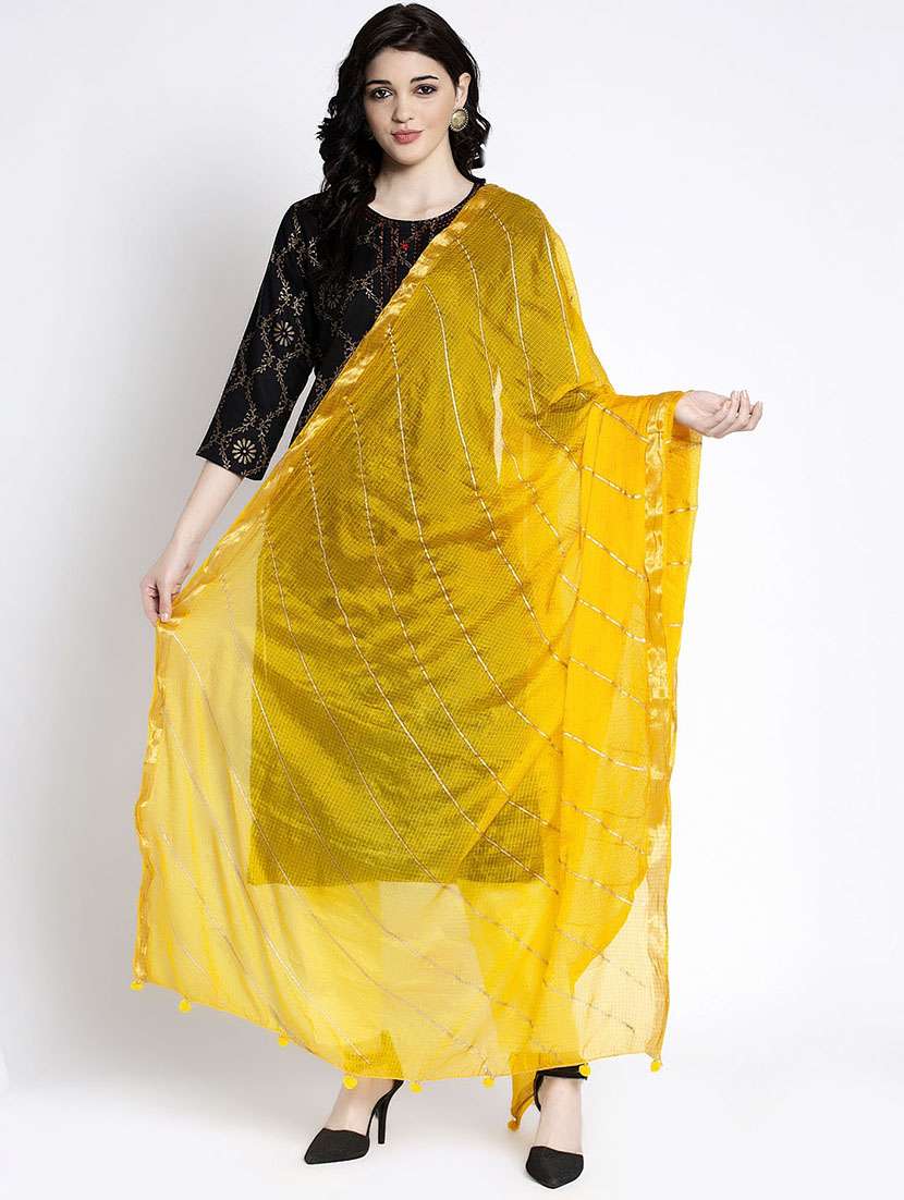 yellow cotton blend dupatta