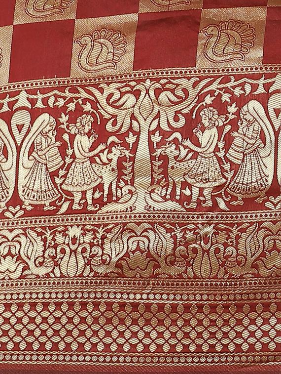 maroon art silk banarasi saree with blouse - 17428991 - Standard Image - 4