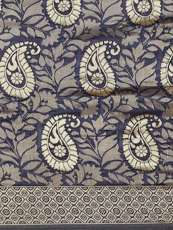 navy art silk banarasi saree with blouse - 17428992 - Standard Image - 4