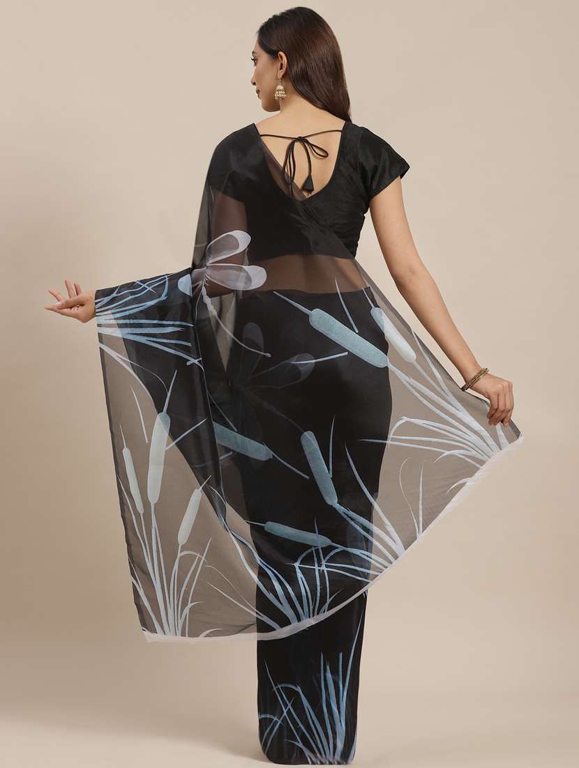 women's floral black colored saree - 17429000 -  Standard Image - 1