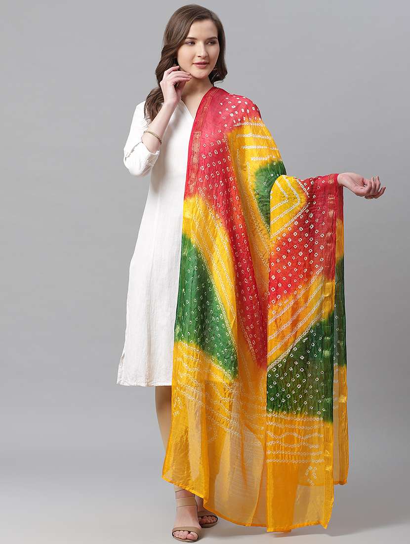 multi colored crepe dupatta - 17429424 - Zoom Image - 0