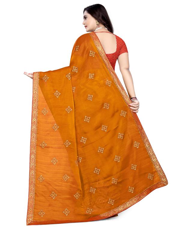 zari embroidered saree with blouse - 17430038 -  Standard Image - 1