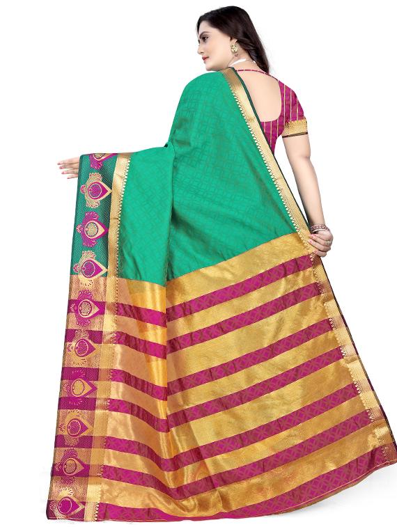 solid plain saree with blouse - 17430042 - Standard Image - 1