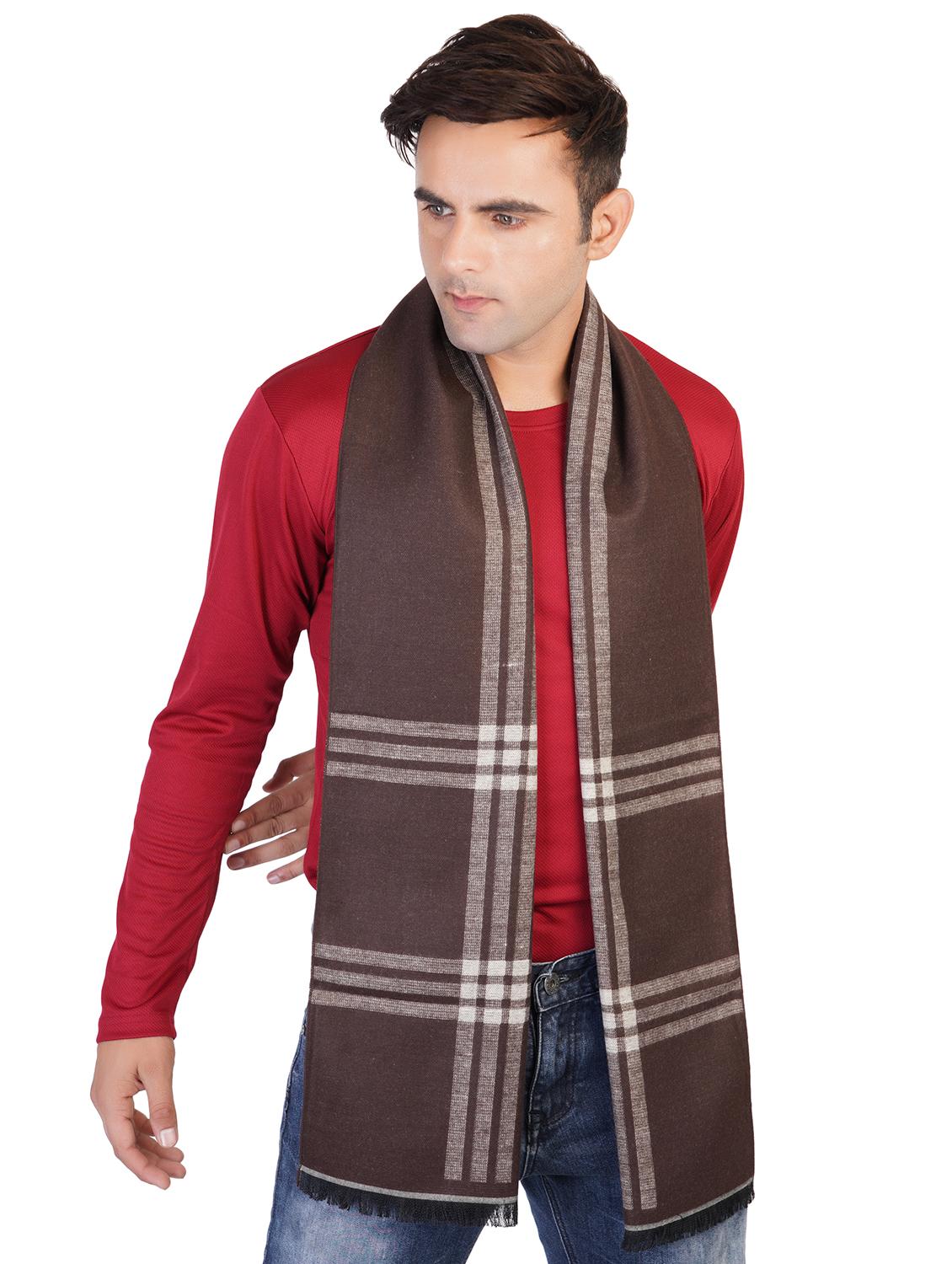 brown checkered muffler - 17430208 - Standard Image - 1