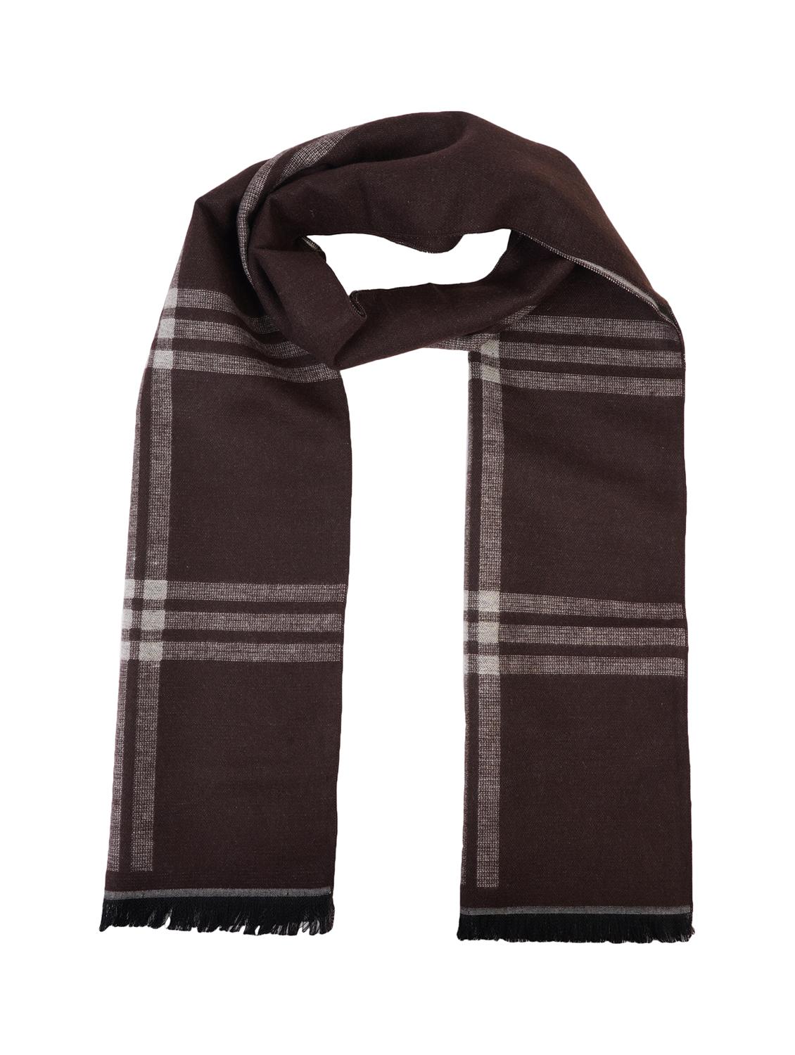 brown checkered muffler - 17430208 - Standard Image - 4