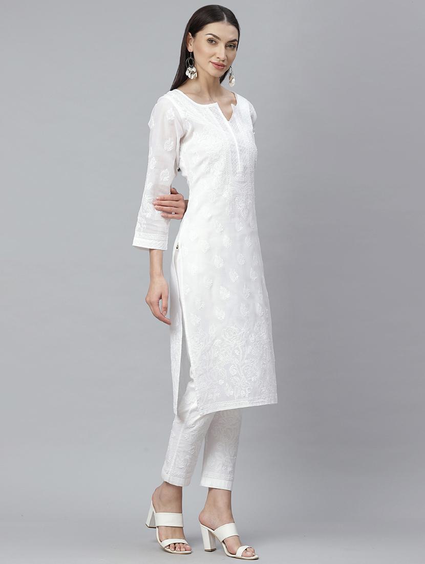 chikankari kurta pant set - 17430474 - Standard Image - 1
