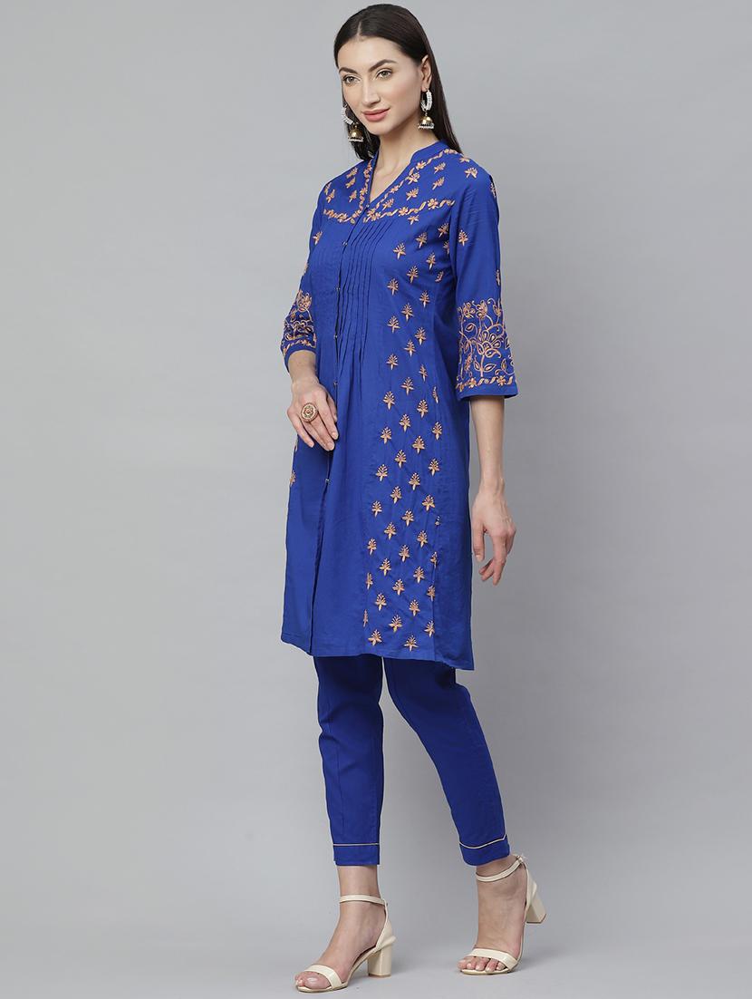 chikankari kurta pant set - 17430478 -  Standard Image - 1