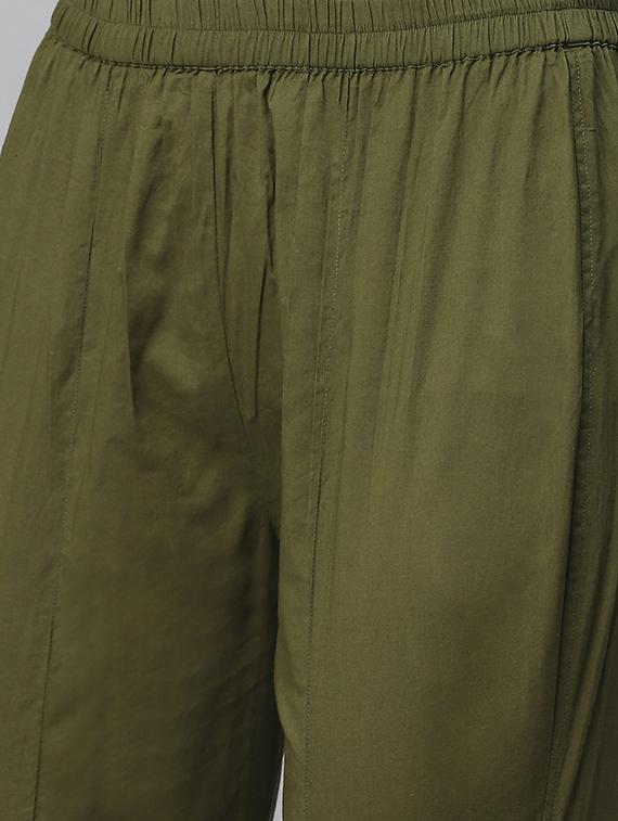 olive cotton kurta pant set - 17430479 - Standard Image - 4