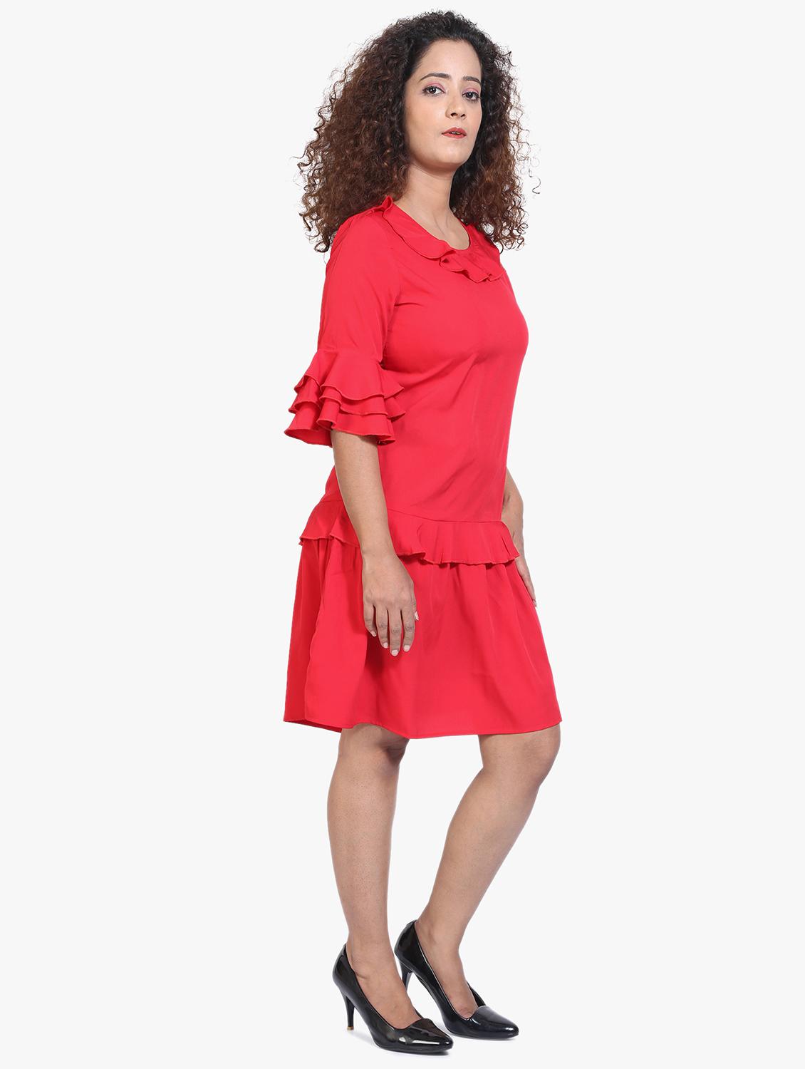 tiered bell sleeved aline dress - 17431781 - Standard Image - 1