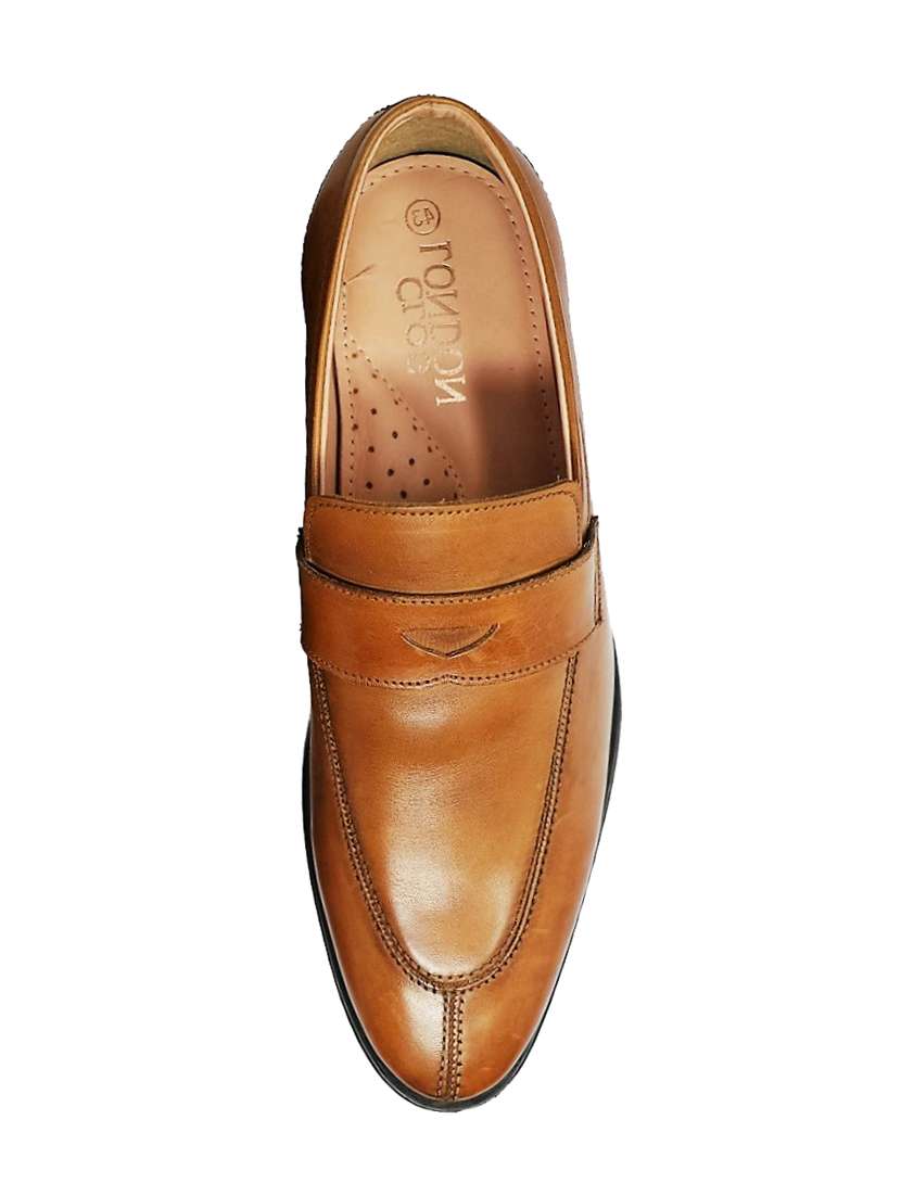 tan leather slip on formal shoes - 17432450 -  Standard Image - 1