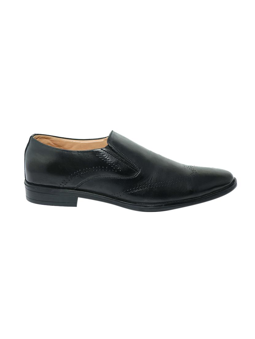 black leather slip on formal shoes - 17432451 - Standard Image - 1