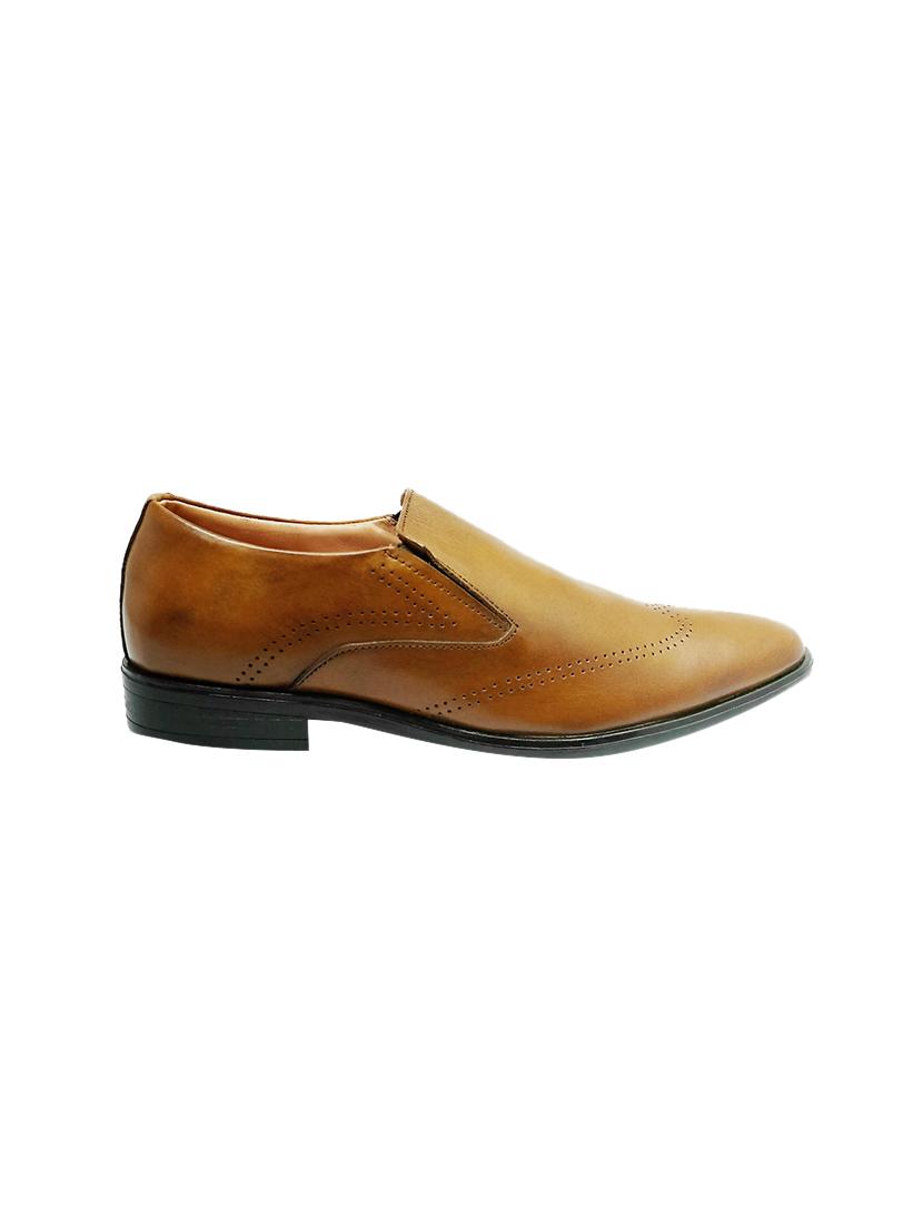 tan leather slip on formal shoes - 17432452 - Standard Image - 1