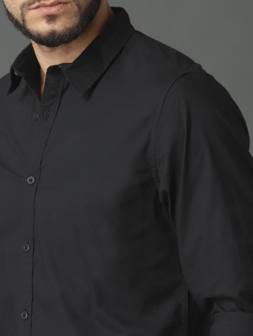 black solid casual shirt - 17433041 - Standard Image - 4