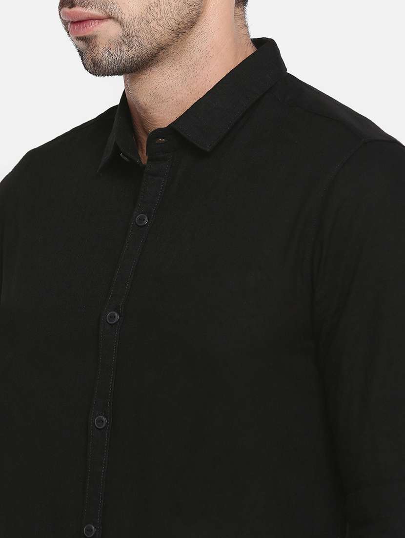black solid casual shirt - 17433044 - Standard Image - 4
