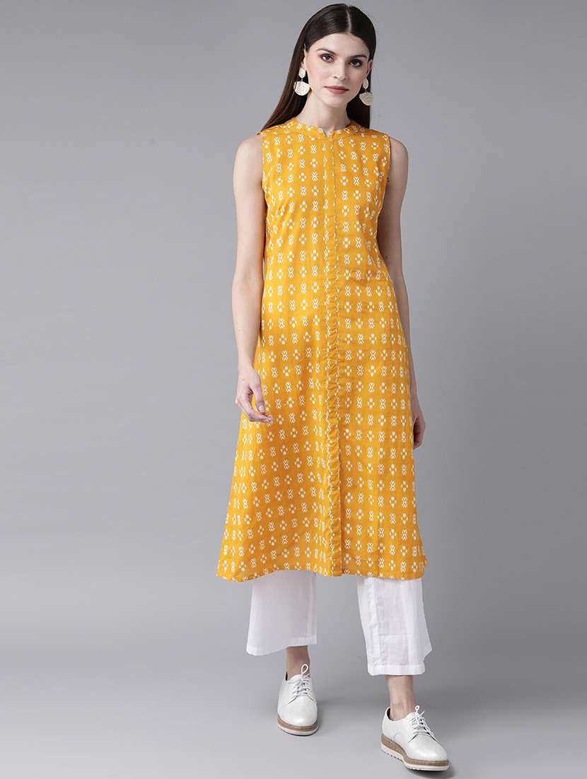 yellow cotton aline kurta