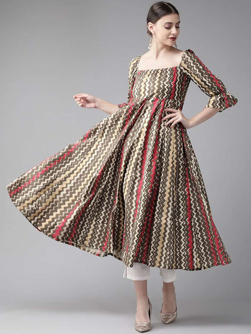 striped anarkali kurta