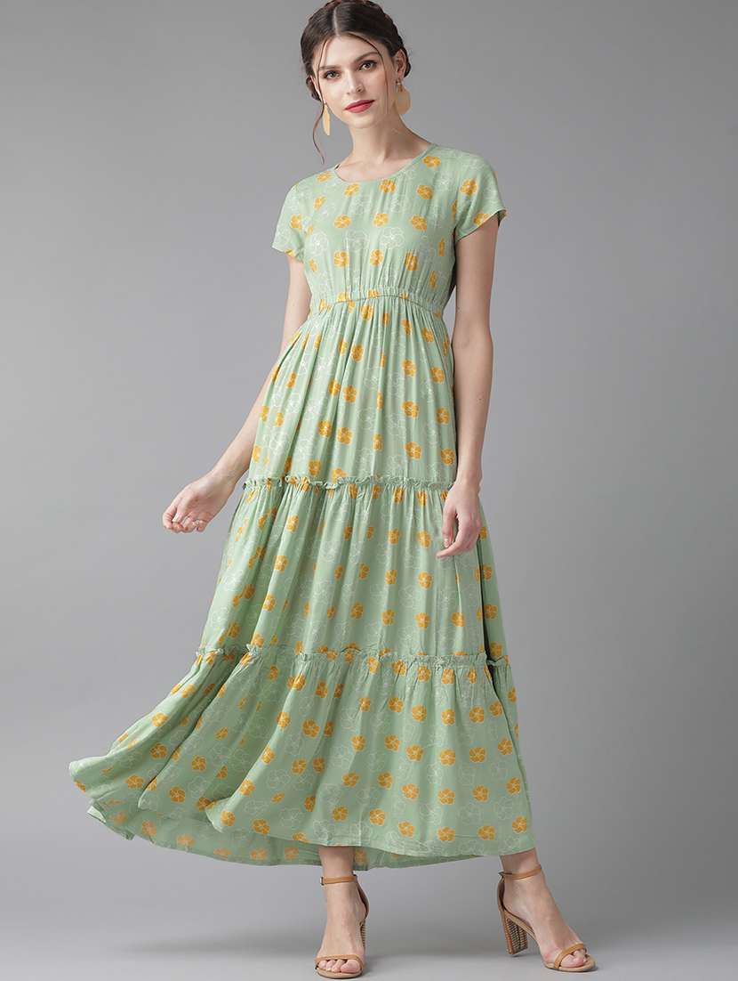 green viscose dress