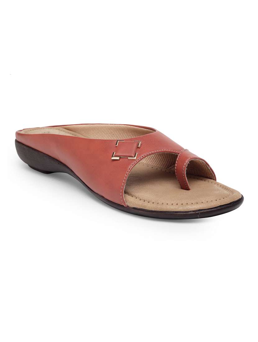 tan pu slip on sandals