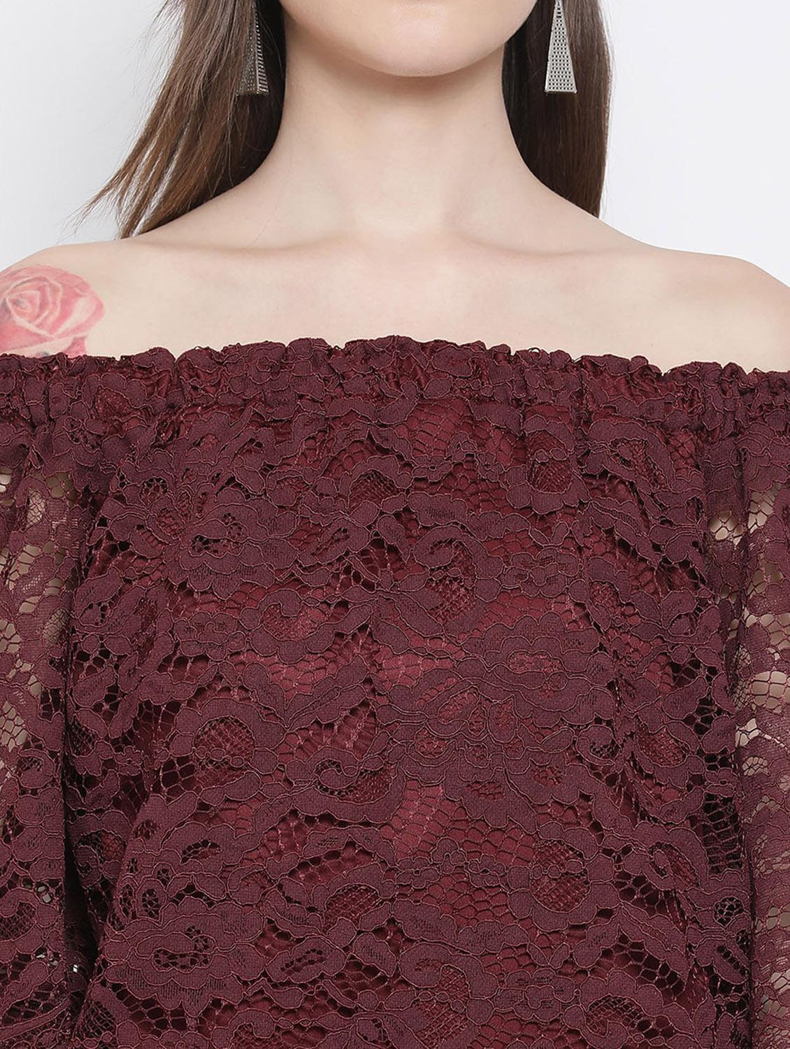 off shoulder laced top - 17436266 - Standard Image - 4