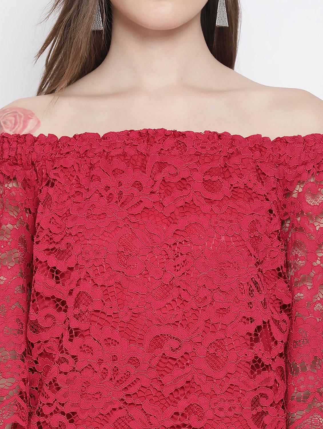 off shoulder laced top - 17436267 - Standard Image - 4