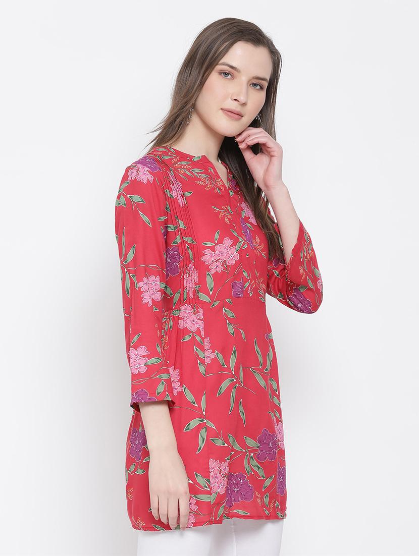 notch neck floral tunic - 17436280 - Standard Image - 1