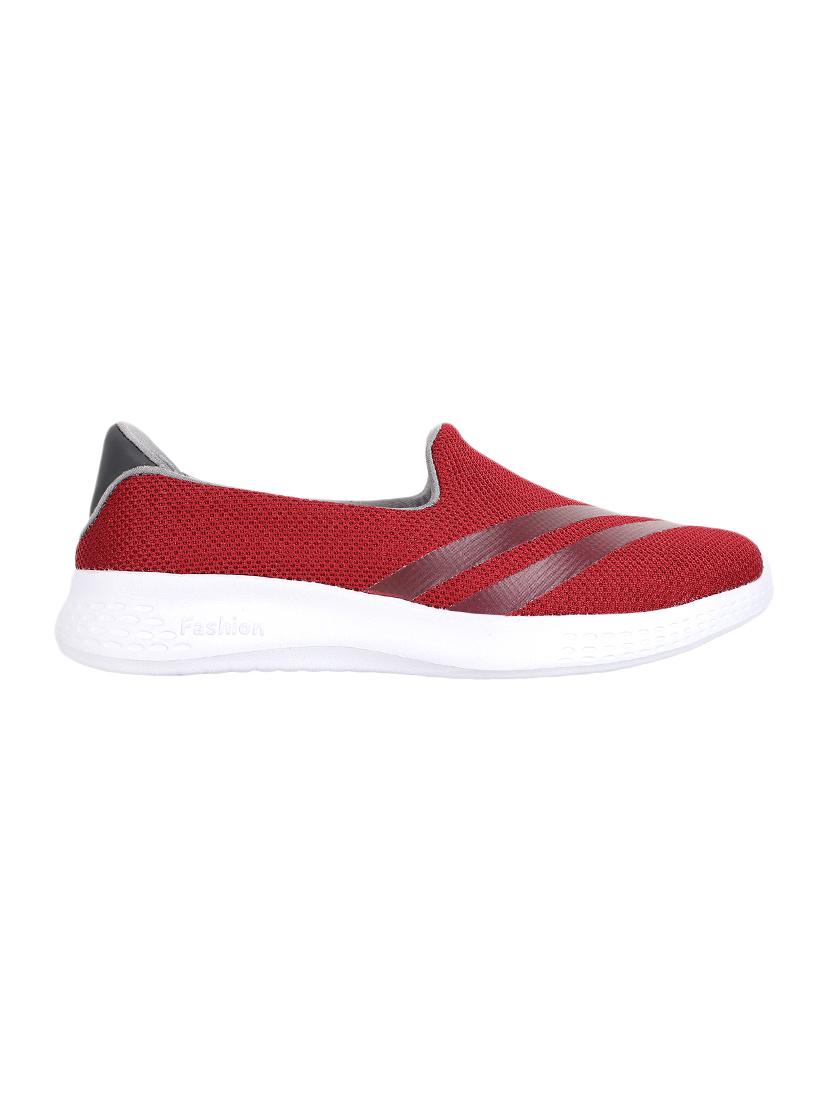 maroon mesh slip on sports shoes - 17436747 -  Standard Image - 1