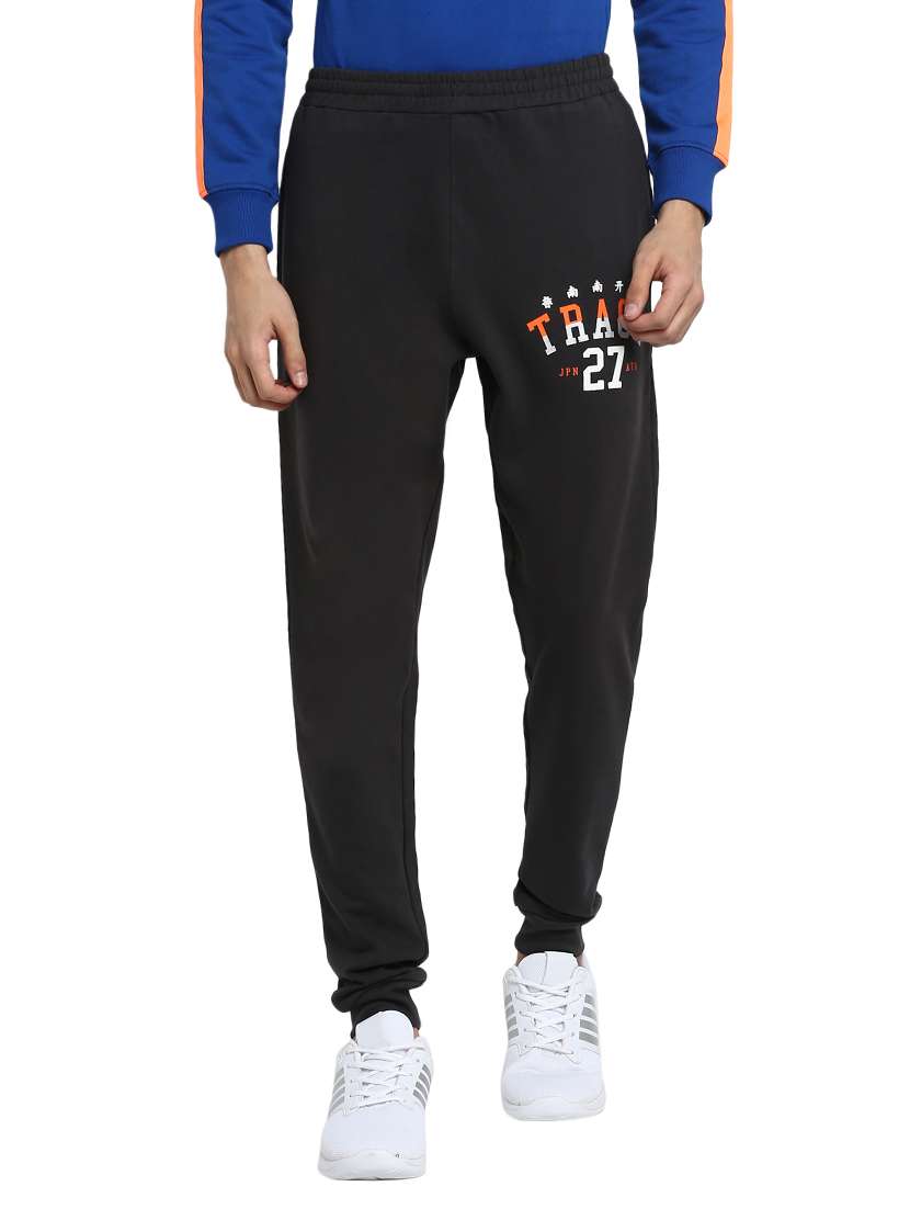 grey printed track pants