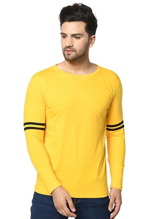 yellow solid taped t-shirt