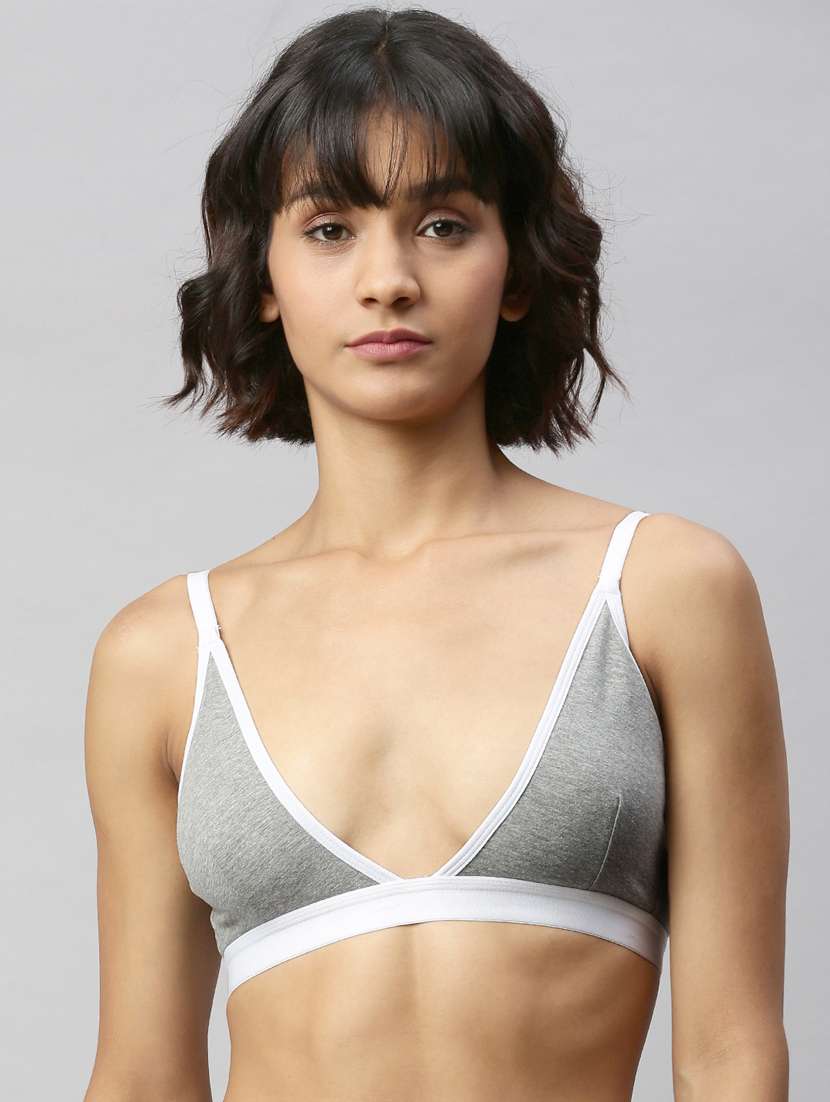 color block plunge bra 