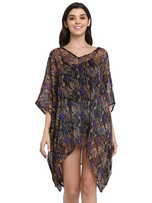 brown animal kaftan tunic - 17437905 - Standard Image - 0