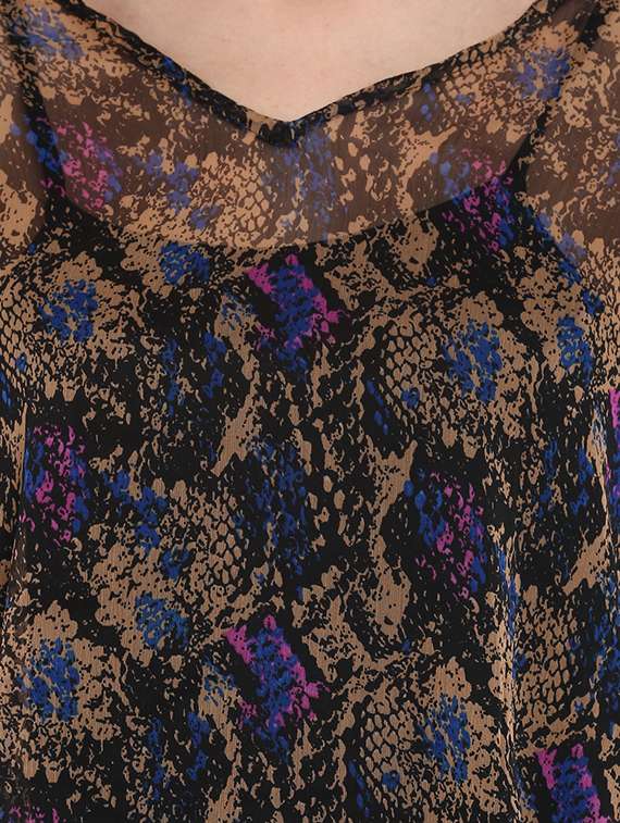Brown Animal Kaftan Tunic 