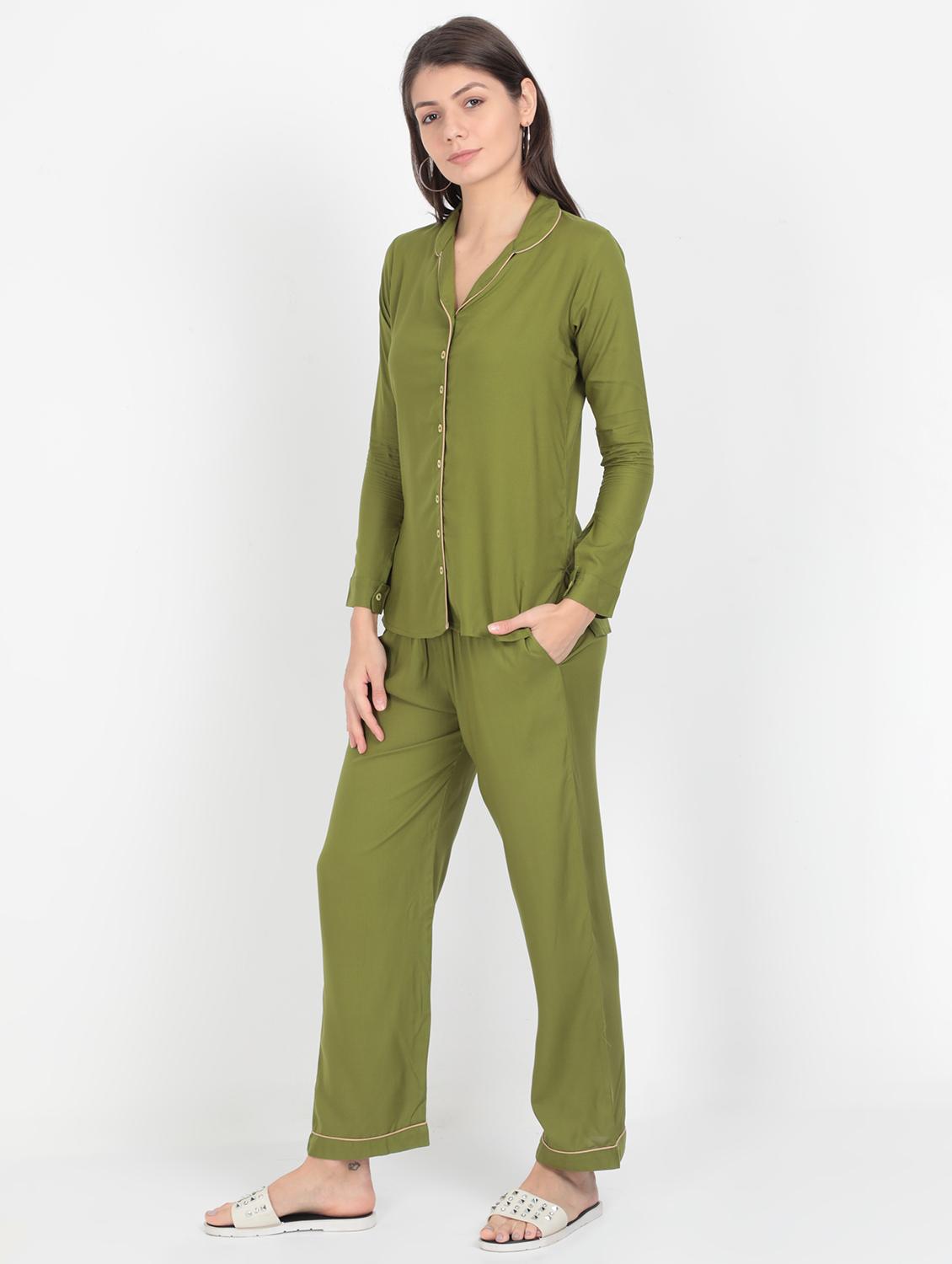contrast piped nightwear pajama set  - 17437996 -  Standard Image - 1