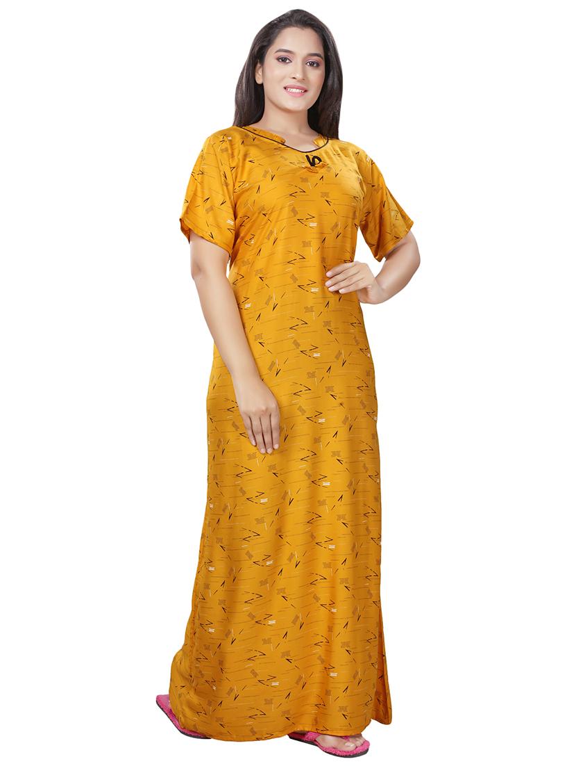 yellow rayon nighty - 17438009 -  Standard Image - 1