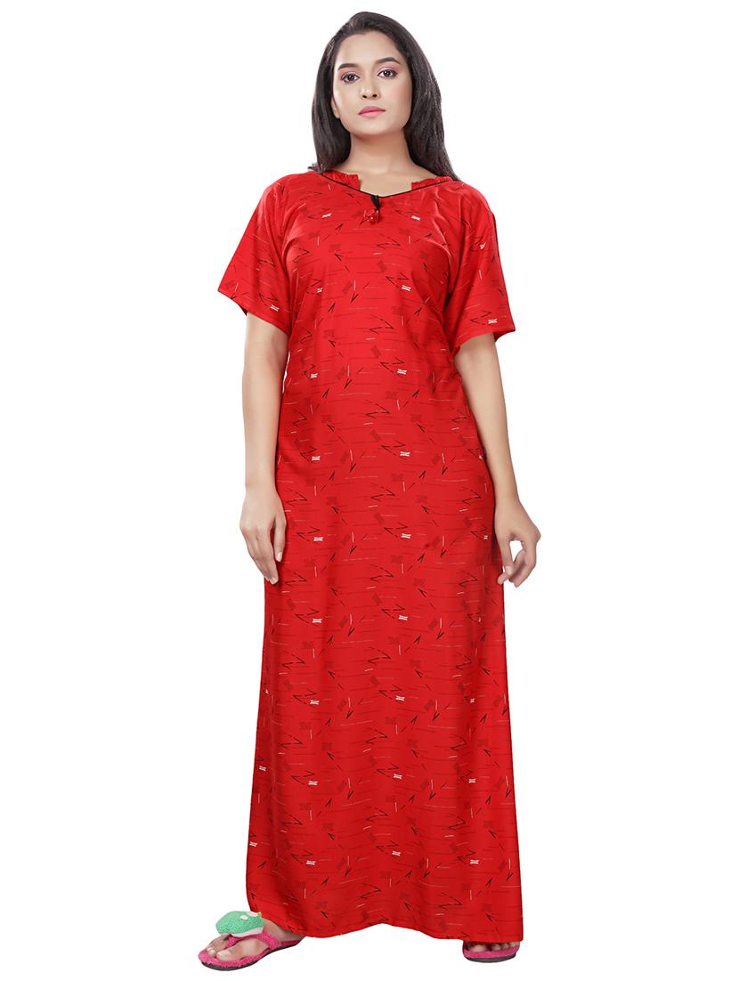 red rayon nighty - 17438012 - Standard Image - 1