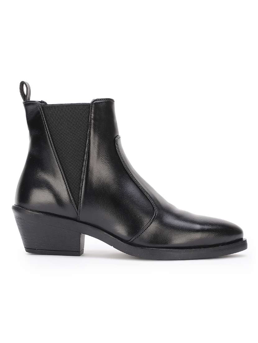 black faux leather ankle  boots - 17438125 -  Standard Image - 1