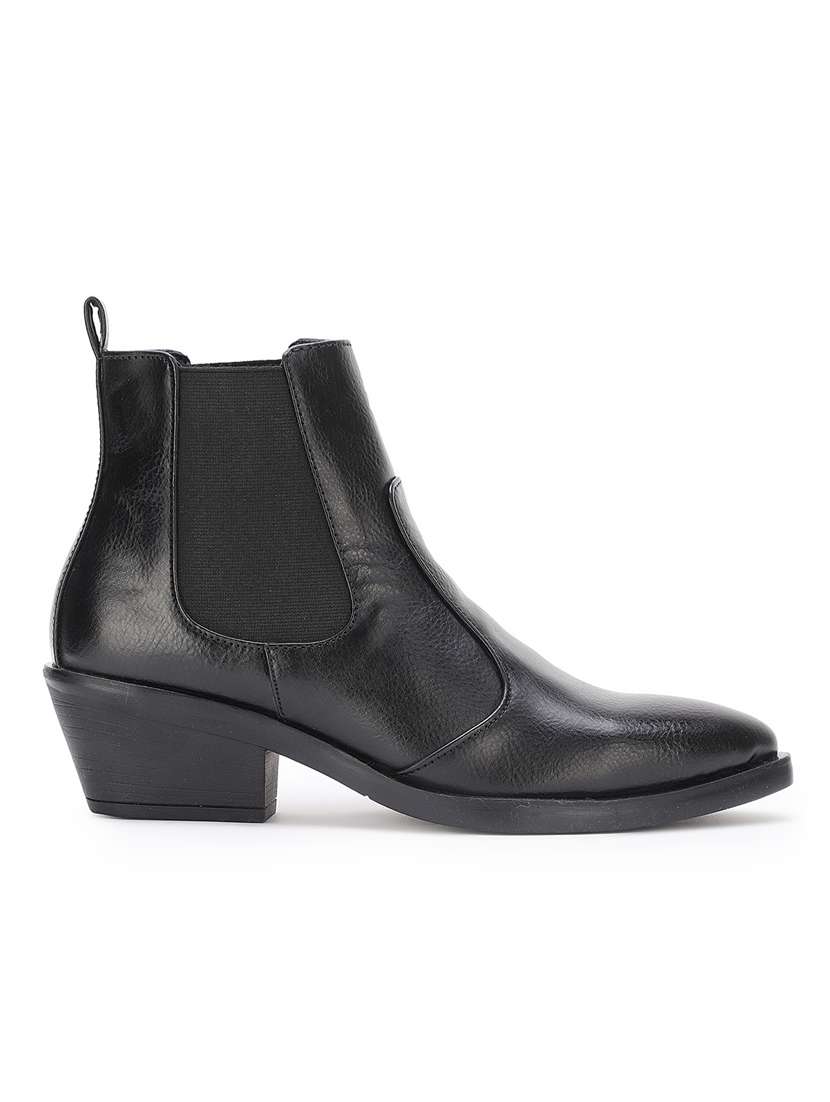 black faux leather ankle boots - 17438128 - Standard Image - 1