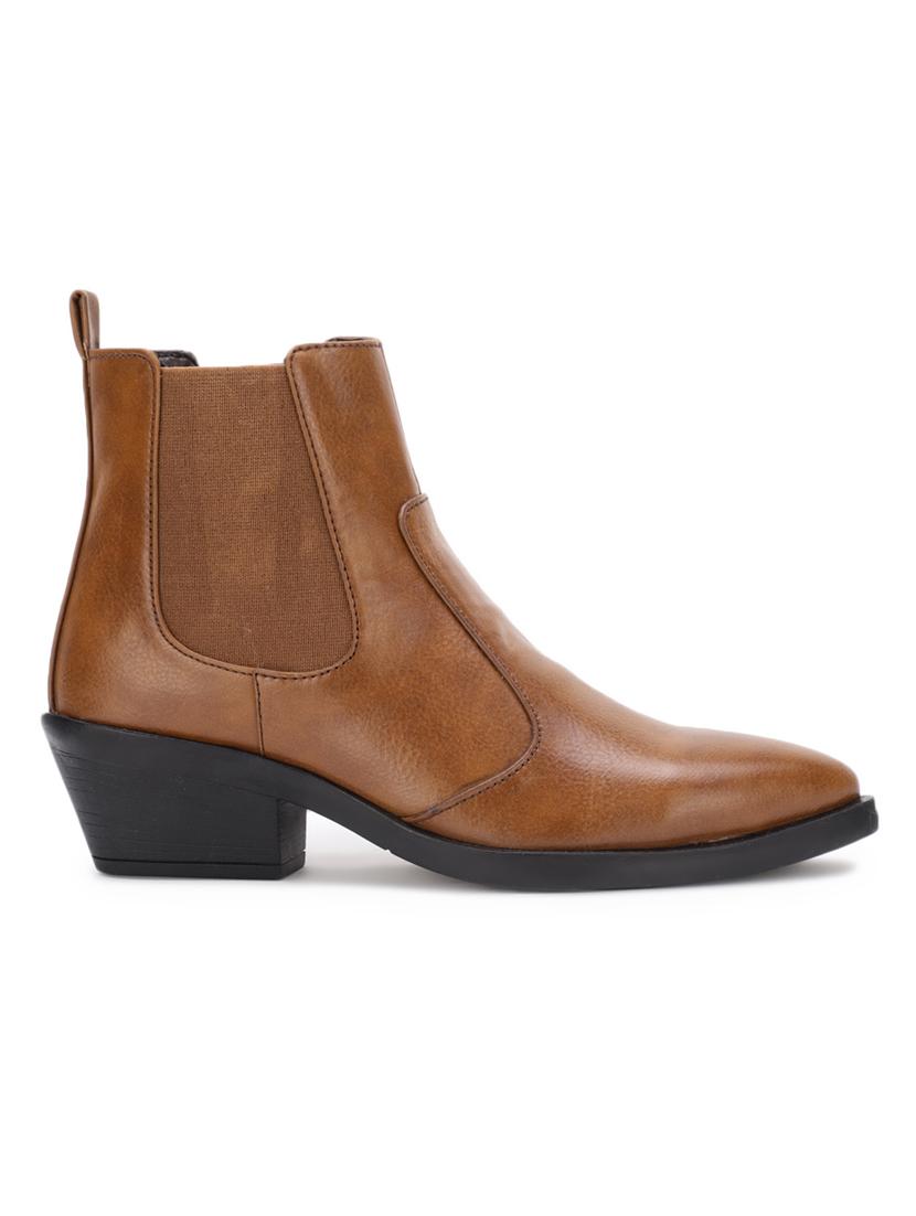 tan faux leather ankle boots - 17438129 - Standard Image - 1