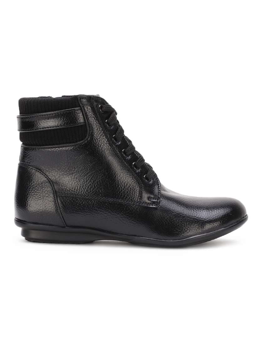 black faux leather ankle boots - 17438141 - Standard Image - 1