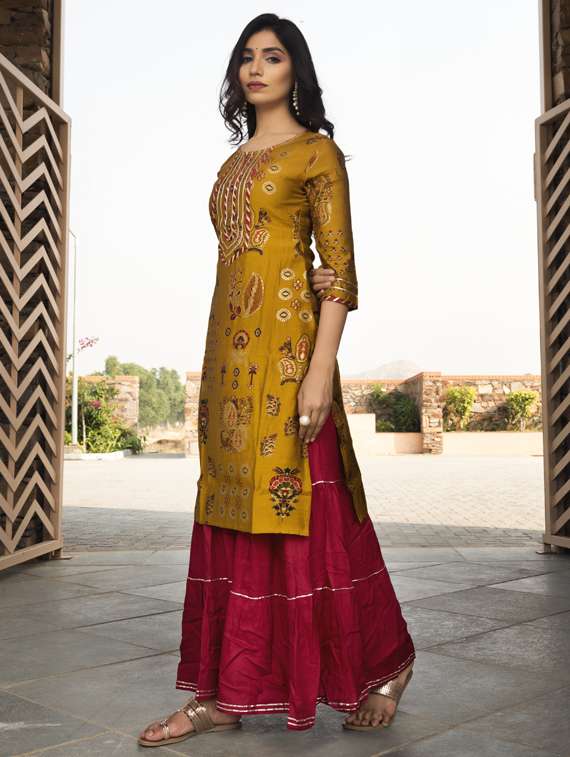 printed kurta sharara set