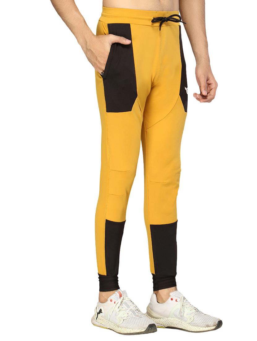 yellow color block full length track pant - 17438211 - Standard Image - 1