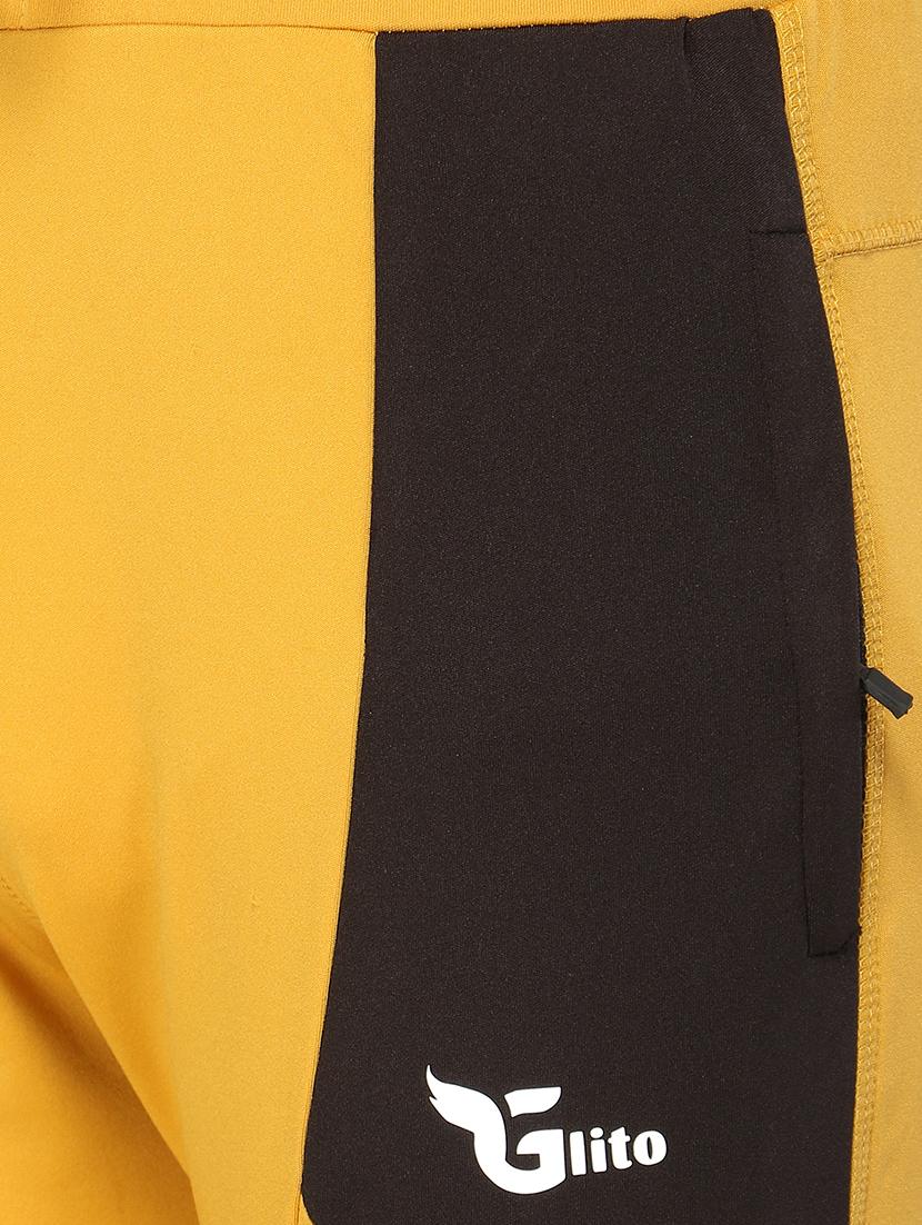yellow color block full length track pant - 17438211 - Standard Image - 4