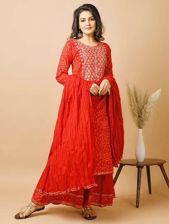bandhani kurta dupatta set